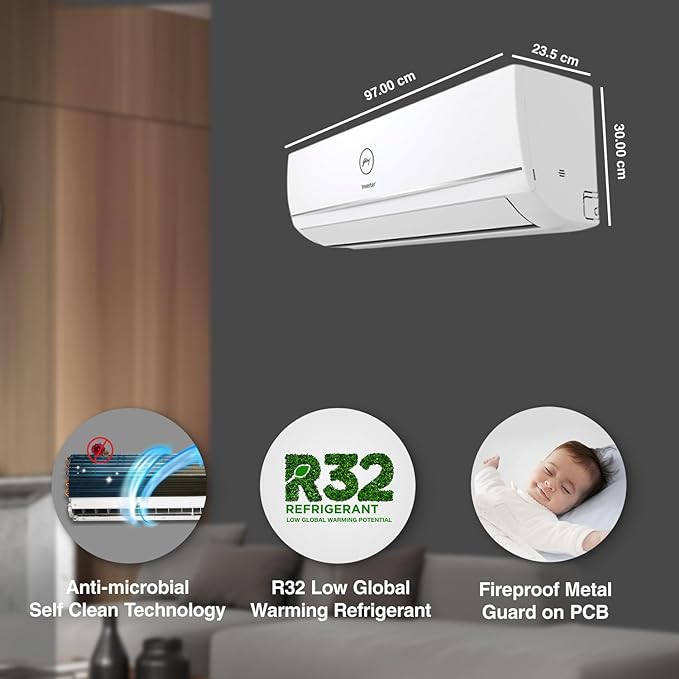 Godrej 1.5 Ton 3 Star, 5-in-1 Convertible Cooling, Inverter Split AC (Copper, Heavy-Duty Cooling at 52 Deg Celcius, 2023 Model, AC 1.5T EI 18TINV3R32 WWD, White) Godrej 1.5 Ton 3 Star, 5-in-1 Convertible Cooling, Inverter Split AC (Copper, Heavy-Duty Cooling at 52 Deg Celcius, 2023 Model, AC 1.5T EI 18TINV3R32 WWD, White)